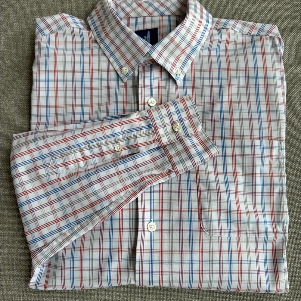Johnnie-O Men’s Prep Performance Long Sleeve Button Down Plaid Shirt Size L